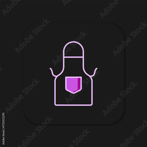 Filled outline Kitchen apron icon isolated on black background. Chef uniform for cooking. Flat filled outline style with shadow. Vector