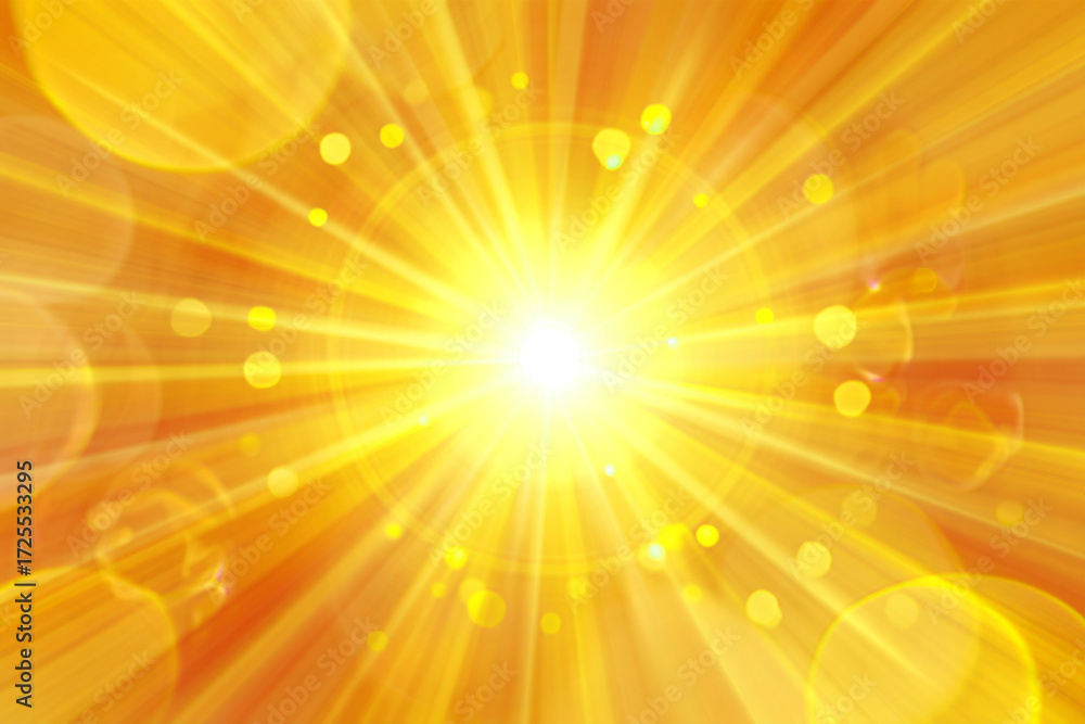 Obraz premium Photo of a bright and radiant sunburst emanates with warm yellow and orange hues, creating a dazzling display of light and energy