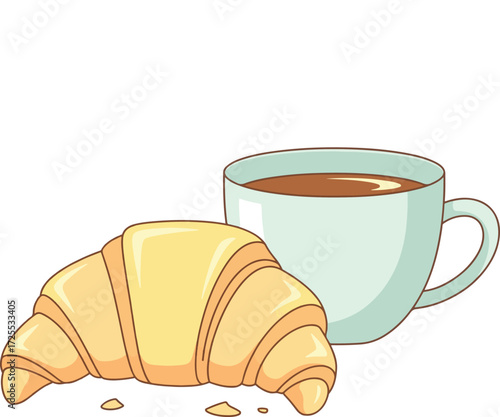 Delicious croissant and a cup of coffee Breakfast Delight