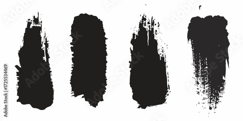 set of hand drawn ink splashes. Black vector grunge ink splash and splatter set for design with drop stain and blot elements and brush stroke for texture.