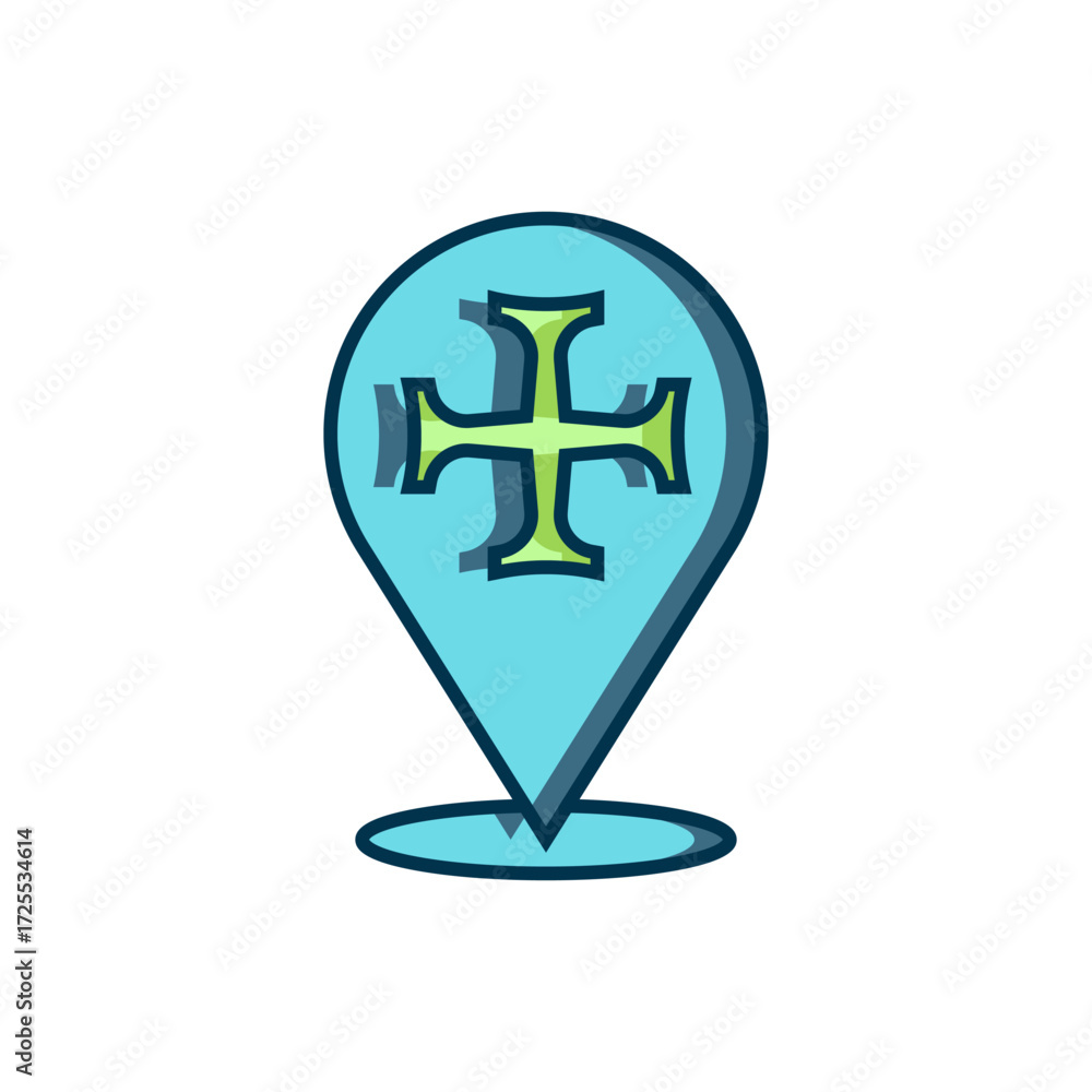 Obraz premium Filled outline Crusade icon isolated on white background. Flat filled outline style with shadow. Vector