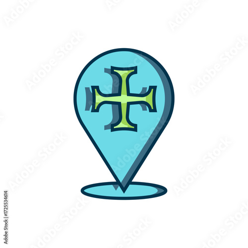 Filled outline Crusade icon isolated on white background. Flat filled outline style with shadow. Vector