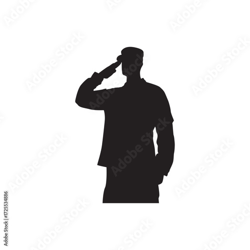 Formal salute silhouette. Side-view silhouette of a formal salute, ceremony and respect.