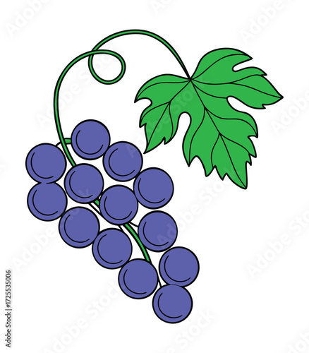 A Stylized Bunch of Grapes in a Flat Vector Style