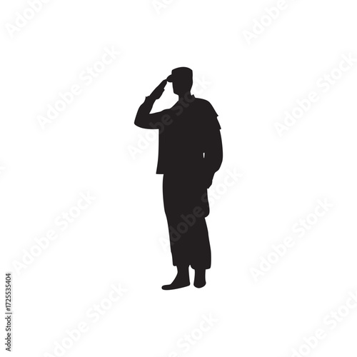 Saluting officer silhouette. Minimal silhouette of an officer saluting, honor, ceremony, respect.