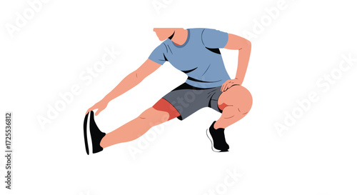 Illustrative depiction of an anonymous athlete performing dynamic leg stretches for enhanced flexibility and injury prevention within a minimalist