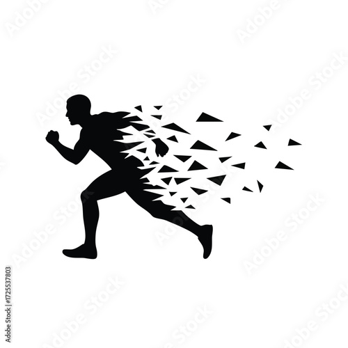 Dynamic silhouette of a runner in motion, symbolizing speed and the concept of breaking barriers through movement.