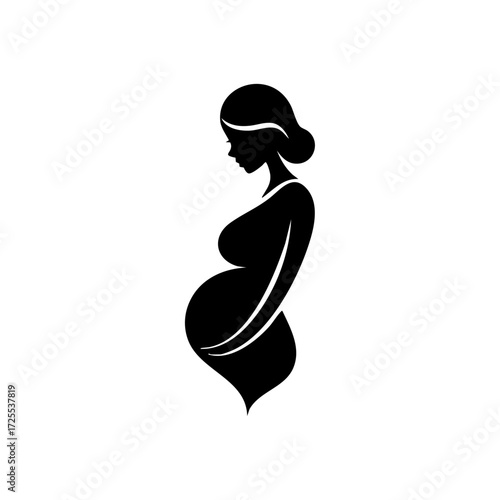 Elegant pregnant woman silhouette expressing maternity, prenatal care, and maternal health support.
