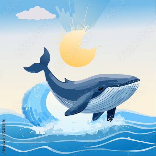 whale jump in the sea