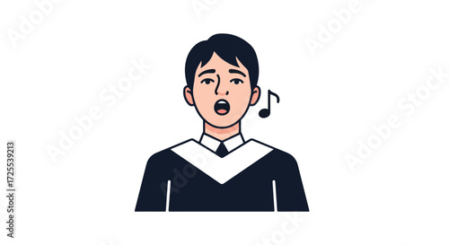 Illustration of a Man Singing with a Music Note Next to Him Expressing Musicality and Artistic Expression