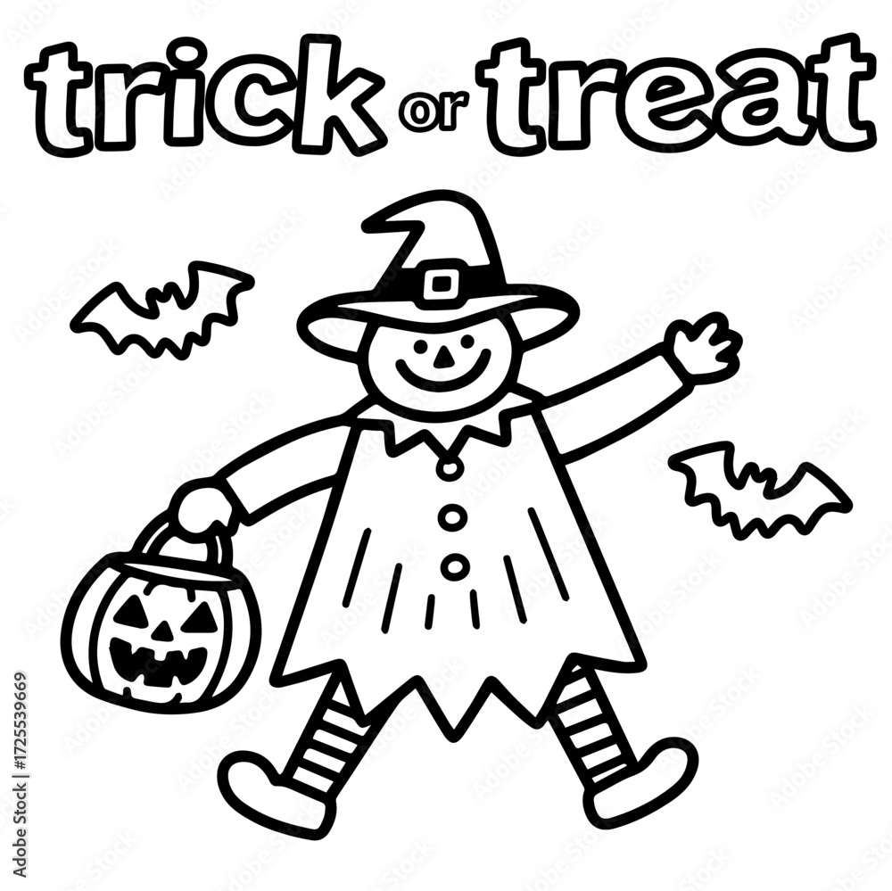 Obraz premium coloring page halloween costume, hand draw trick or treat