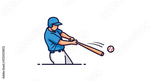 Dynamic baseball batter illustration displaying powerful swing and clean lines, representing sport and athleticism in a simplistic style