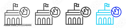 Fiscal Deficit Icon Set Collection in Creative Outline Style for Business Featuring Multiple Thickness Variations for Inflation Finance Economy Money Supply and Currency Weakness