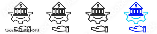 Monetary Policy Icon Set Collection in Creative Outline Style for Business Featuring Multiple Thickness Variations for Inflation Finance Economy Money Supply and Currency Weakness