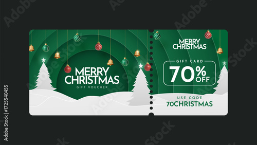 Merry Christmas holiday gift card with 50%, 60%,70% off, greeting cards in modern geometric style for web, branding, social media. Elegant template for holiday gift card, coupon.
