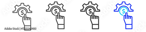 Price Control Icon Set Collection in Creative Outline Style for Business Featuring Multiple Thickness Variations for Inflation Finance Economy Money Supply and Currency Weakness