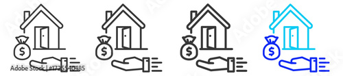 Living Costs Icon Set Collection in Creative Outline Style for Business Featuring Multiple Thickness Variations for Inflation Finance Economy Money Supply and Currency Weakness