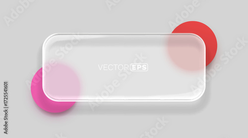 Glass frame with colored spheres on background. Vector illustration