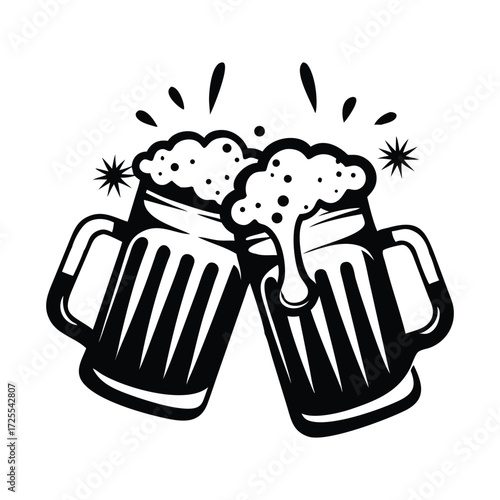 Create a Lively Illustration of Two Beer Mugs Clinking New