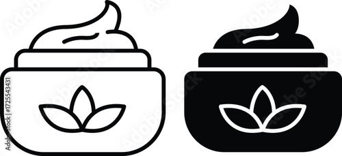 Natural Cream Icon – Skincare, Beauty, and Organic Cosmetic Symbol and vector silhouette..eps
