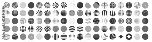 Geometric abstract pattern set. Modern seamless backgrounds and optical art design elements on transparent background