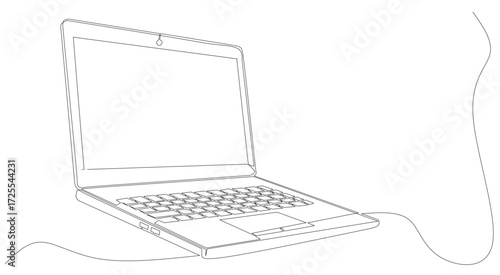 laptop computer line art technology vector isolated on white background 
