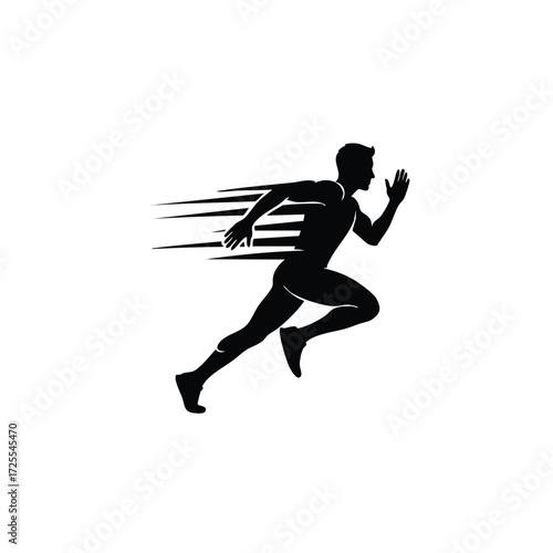 Dynamic silhouette of a runner in motion, capturing the essence of speed and athleticism in a minimalist design.