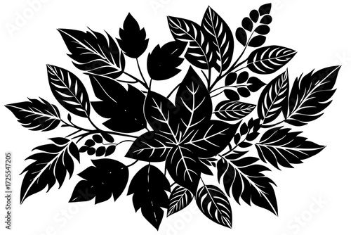 Vector art of black and white vector illustration of a floral arrangement