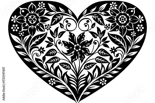 Vector art of floral heart design for valentines day card