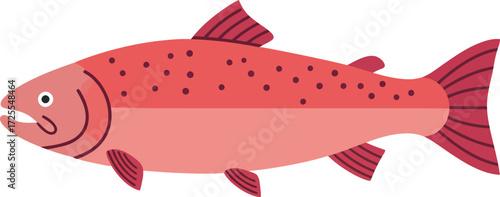 Vibrant pink salmon swimming gracefully detailed aquatic life wildlife animal isolated on transparent background