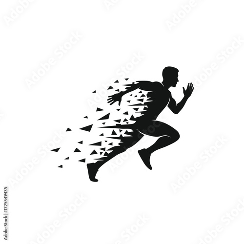 Dynamic representation of a runner in motion, showcasing speed and energy through abstract design elements.