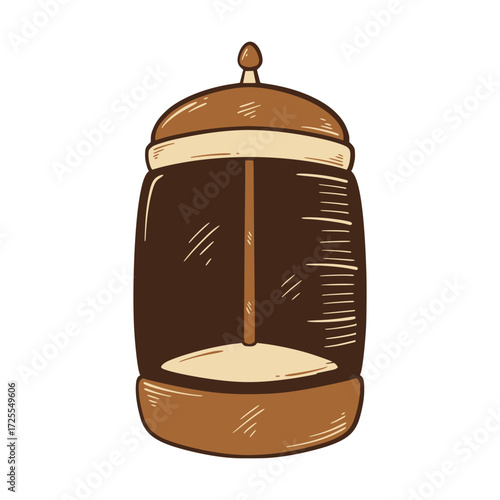 Hand Drawn of French Press Coffee Maker