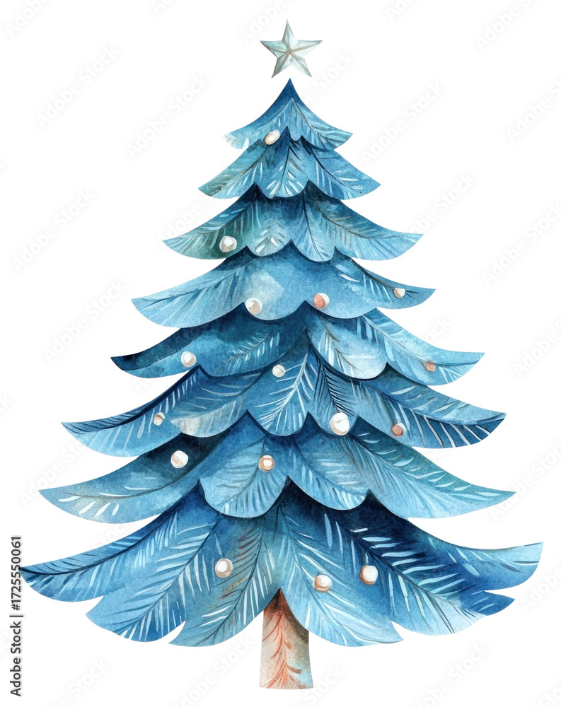 Obraz premium PNG Blue Christmas tree christmas watercolor christmas tree.