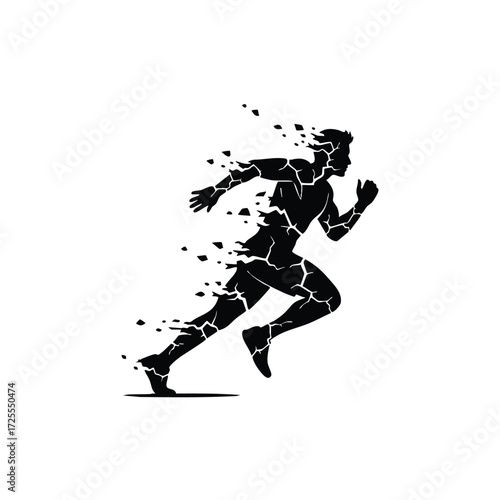Dynamic representation of a runner in motion, symbolizing speed, energy, and the concept of breaking barriers through movement.