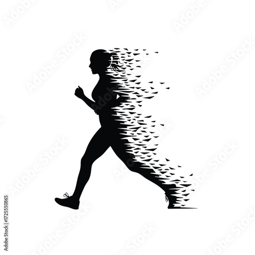 A dynamic silhouette of a runner in motion, showcasing the concept of speed and movement through abstract design.