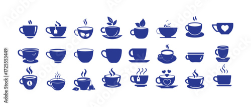 Cup cofee icon, espresso sign in vector flat, Silhouette tea cup symbol,  Vector illustration EPS 10.