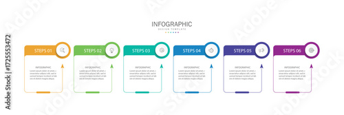 Vector infographic label template with icons. 6 options or steps. Infographics for business concept.