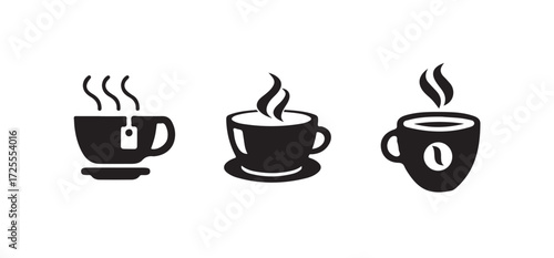 Cup cofee icon, espresso sign in vector flat, Silhouette tea cup symbol,  Vector illustration EPS 10.