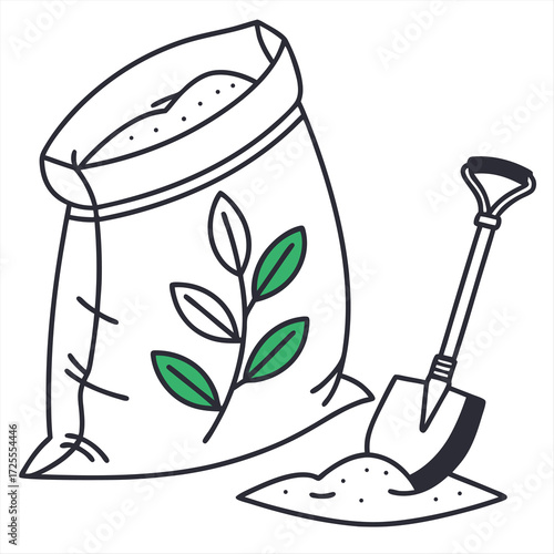 Minimal flat vector icon of a fertilizer bag for agriculture and gardening