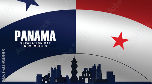 Panama Separation Day Landmark Skyline with National Flag Illustration