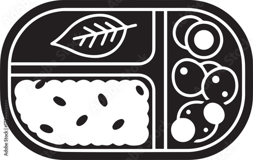 Bento Box Silhouette Icon – Vector Illustration of Lunch Meal Container