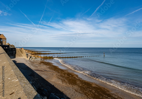 View over Sheringham beach, North Norfolk Coast, as captured from the promenade