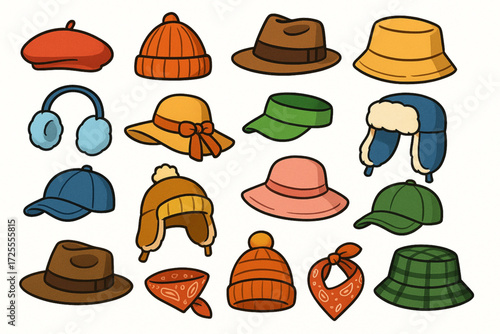 Cartoon Hat and Headwear Collection with Seasonal Styles and Playful Fashion Designs