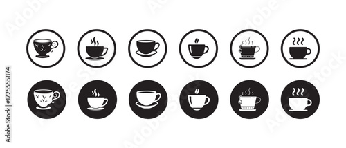 Coffee cup icon set, cup a coffee sign and symbol, Cups of coffee and tea in Flat and Style collection, vector illustration eps 10.
