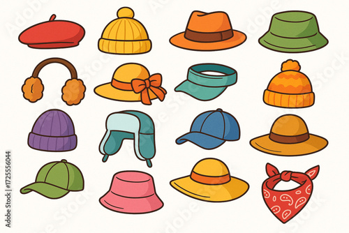 Cartoon Hat and Headwear Collection with Seasonal Styles and Playful Fashion Designs
