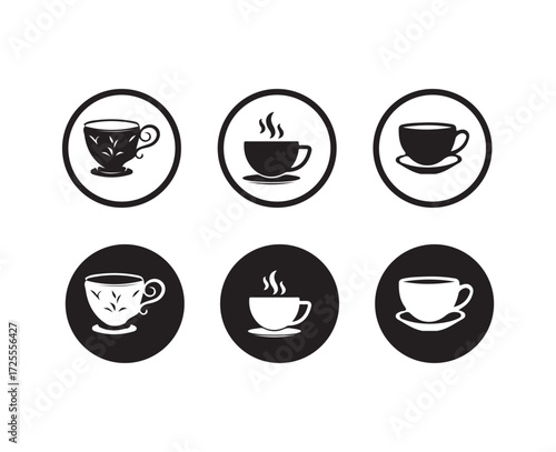Cup of coffe icons, Coffe or tea cups vector icon collection,  Vector illustration EPS 10.