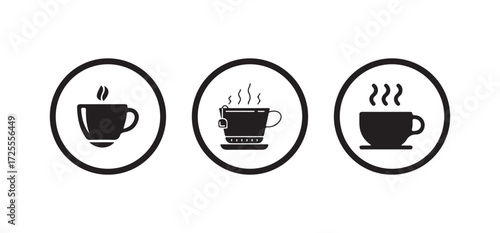  Cup of coffee or tea with smoke, cup tea icon, Coffee vector icon,  Vector illustration EPS 10.