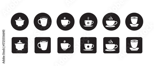 Coffee cup icon set, Cups of coffee tea collection, Hot drink icon, Strong coffee in smoke,  Vector Illustration, eps 10.