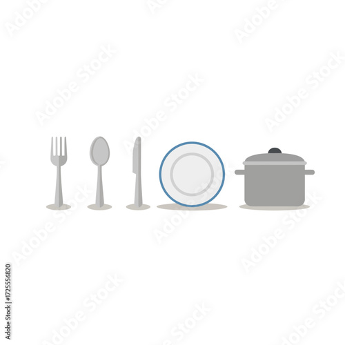 Simple Flatware and Cookware Illustration