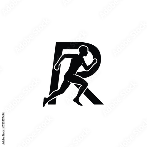 Dynamic silhouette of a runner in motion, symbolizing speed, athleticism, and determination in sports activities.